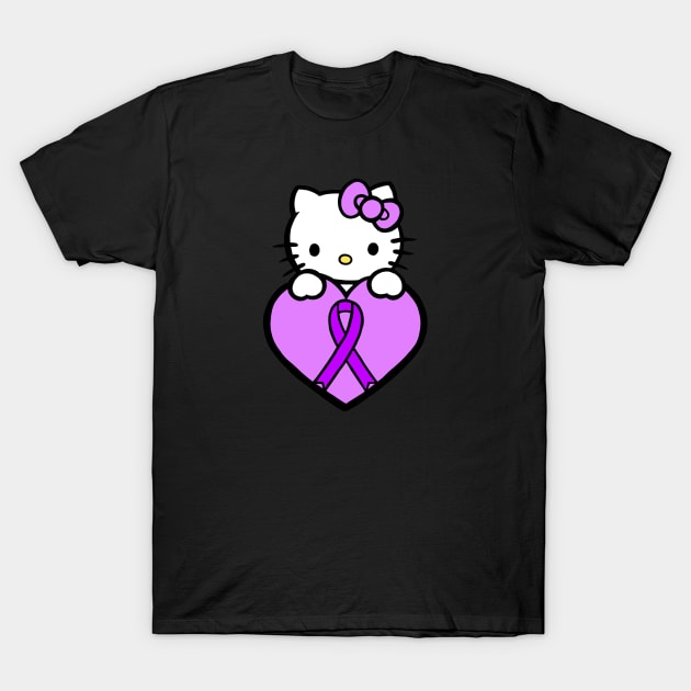 Cartoon cat awareness ribbon (Purple) T-Shirt by CaitlynConnor